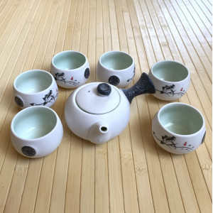 Набор чайный на 6 персон черный цветок